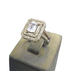 Baget Kesim Pırlanta Montür Taşlı Gümüş Set