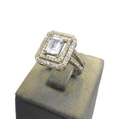 Baget Kesim Pırlanta Montür Taşlı Gümüş Set