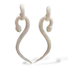 Yılan Figürlü Taşlı Gümüş Kolye Küpe Takım