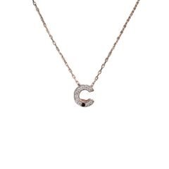 Ç Harfi Taşlı Rose Kaplama Kadın Gümüş Kolye