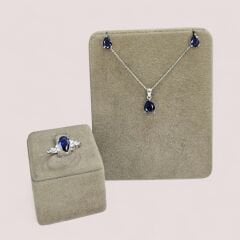 Safir Renk Damla Model Gümüş Set