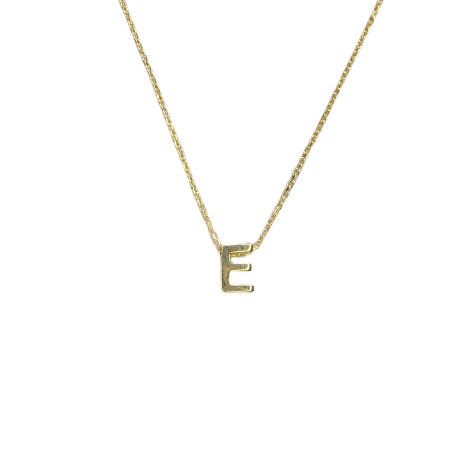 E Harfi Parlak 14K Altın kaplama Kadın Gümüş Kolye