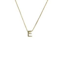 E Harfi Parlak 14K Altın kaplama Kadın Gümüş Kolye