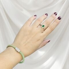 Yeşil Renk Mıknatıslı Pırlanta Montür Zirkon Taş İp Bileklik