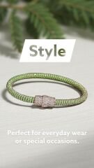 Yeşil Renk Mıknatıslı Pırlanta Montür Zirkon Taş İp Bileklik