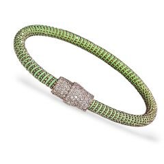 Yeşil Renk Mıknatıslı Pırlanta Montür Zirkon Taş İp Bileklik