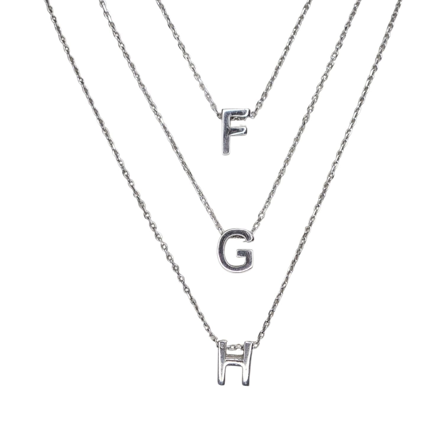 F - G- H Harfi Parlak Gümüş Bombeli Kadın Gümüş Kolye