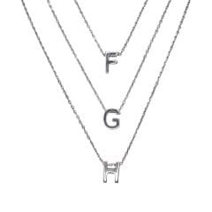 F - G- H Harfi Parlak Gümüş Bombeli Kadın Gümüş Kolye