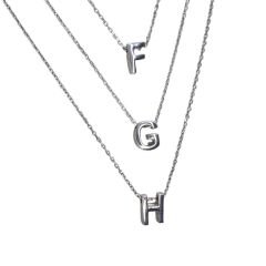 F - G- H Harfi Parlak Gümüş Bombeli Kadın Gümüş Kolye