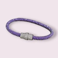 Mor Renk Mıknatıslı Pırlanta Montür Zirkon Taş İp Bileklik