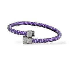 Mor Renk Mıknatıslı Pırlanta Montür Zirkon Taş İp Bileklik