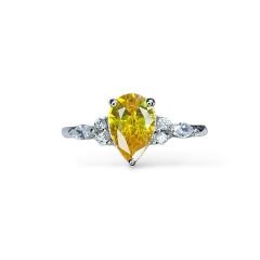 Sarı Renk Kristal Damla Model Gümüş Set