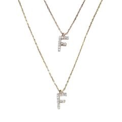 F Harfi Taşlı Kadın Gümüş Kolye