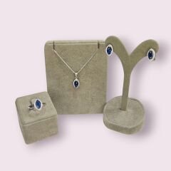 Safir Taşlı Şık Gümüş Set