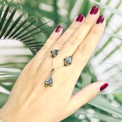 Safir Taşlı Tasarım Kolye ve Küpe Takım