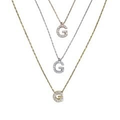 G Harfi Taşlı Kadın Gümüş Kolye