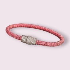 Pembe Renk Mıknatıslı Pırlanta Montür Zirkon Taş İp Bileklik