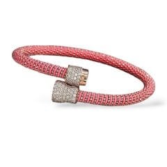 Pembe Renk Mıknatıslı Pırlanta Montür Zirkon Taş İp Bileklik