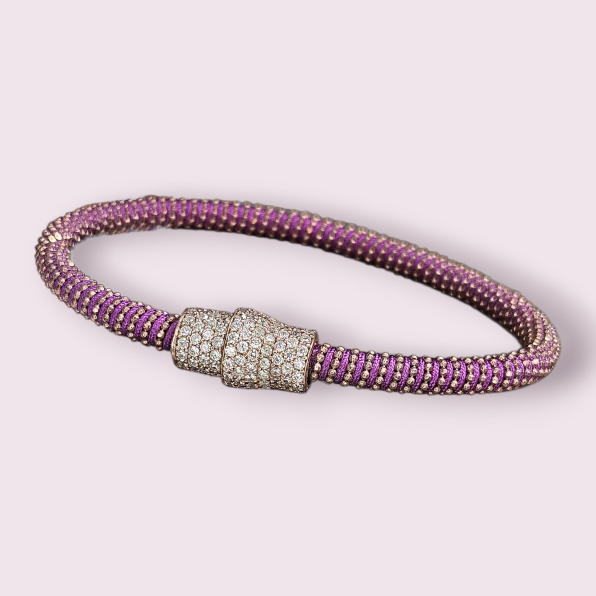 Mor Renk Mıknatıslı Pırlanta Montür Zirkon Taş İp Bileklik