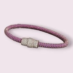 Mor Renk Mıknatıslı Pırlanta Montür Zirkon Taş İp Bileklik
