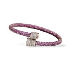 Mor Renk Mıknatıslı Pırlanta Montür Zirkon Taş İp Bileklik