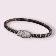 Kahverengi Renk Mıknatıslı Pırlanta Montür Zirkon Taş İp Bileklik