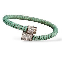 Yeşil Renk Mıknatıslı Pırlanta Montür Zirkon Taş İp Bileklik