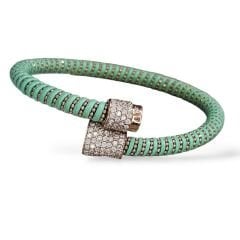 Yeşil Renk Mıknatıslı Pırlanta Montür Zirkon Taş İp Bileklik