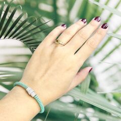 Yeşil Renk Mıknatıslı Pırlanta Montür Zirkon Taş İp Bileklik