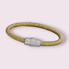 Sarı Renk Mıknatıslı Pırlanta Montür Zirkon Taş İp Bileklik