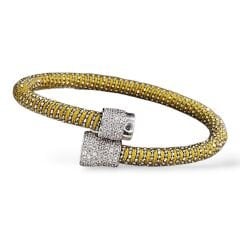 Sarı Renk Mıknatıslı Pırlanta Montür Zirkon Taş İp Bileklik