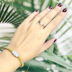 Sarı Renk Mıknatıslı Pırlanta Montür Zirkon Taş İp Bileklik