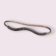 Siyah Zirkon Taşlı Modern Şahmeran