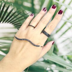 Siyah Zirkon Taşlı Modern Şahmeran