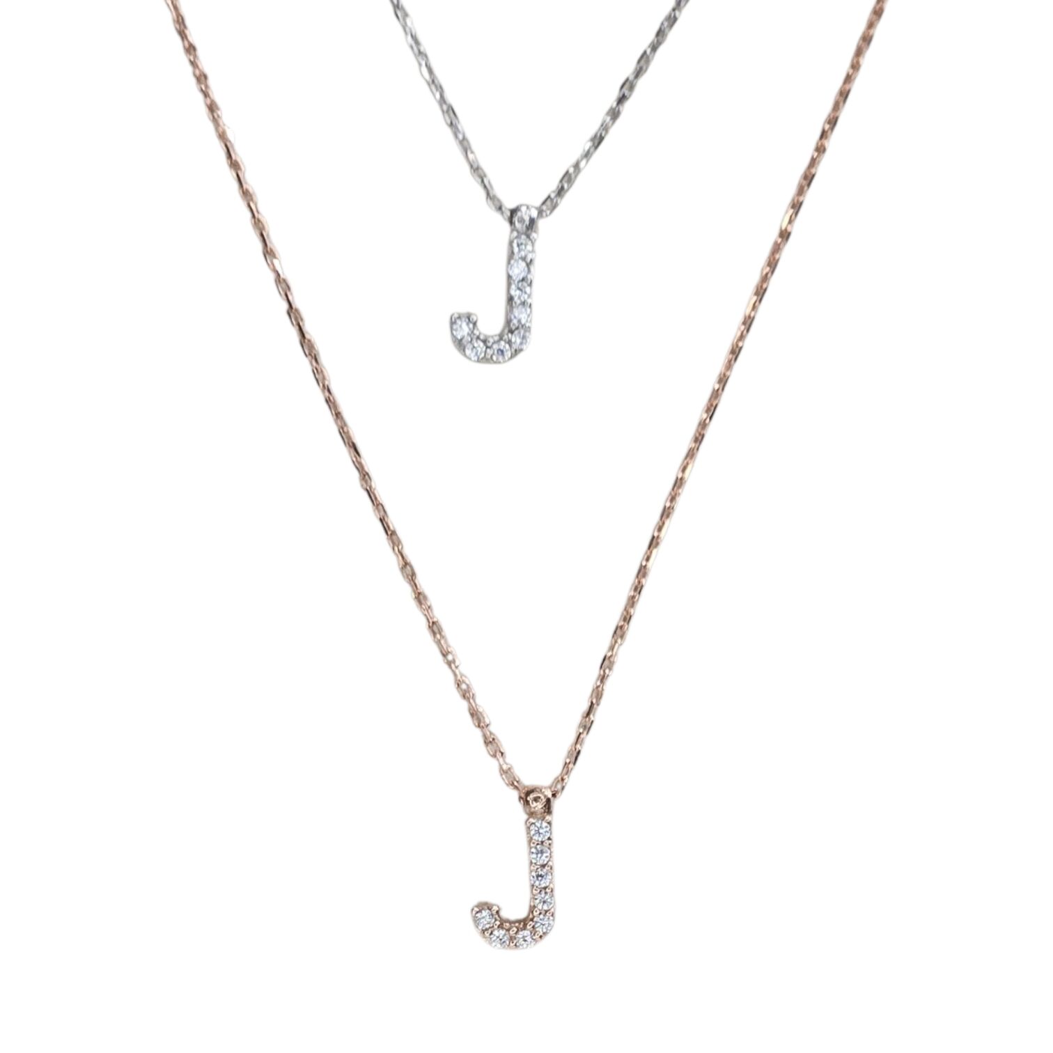 J harfi Taşlı Kadın Gümüş Kolye