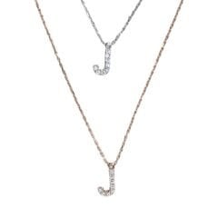 J harfi Taşlı Kadın Gümüş Kolye