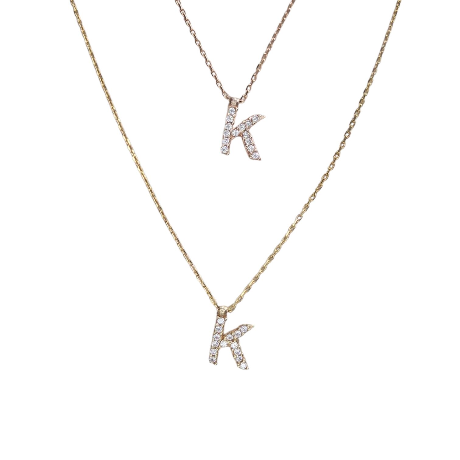 K Harfi Taşlı Kadın Gümüş Kolye