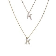 K Harfi Taşlı Kadın Gümüş Kolye
