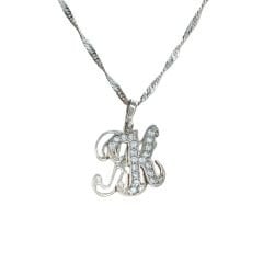 K harfi İki Boyutlu Taşlı Kadın Gümüş Kolye