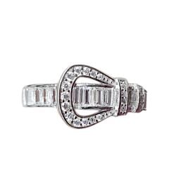 Kemer Formunda Baget Kesim Taş Gümüş yüzük