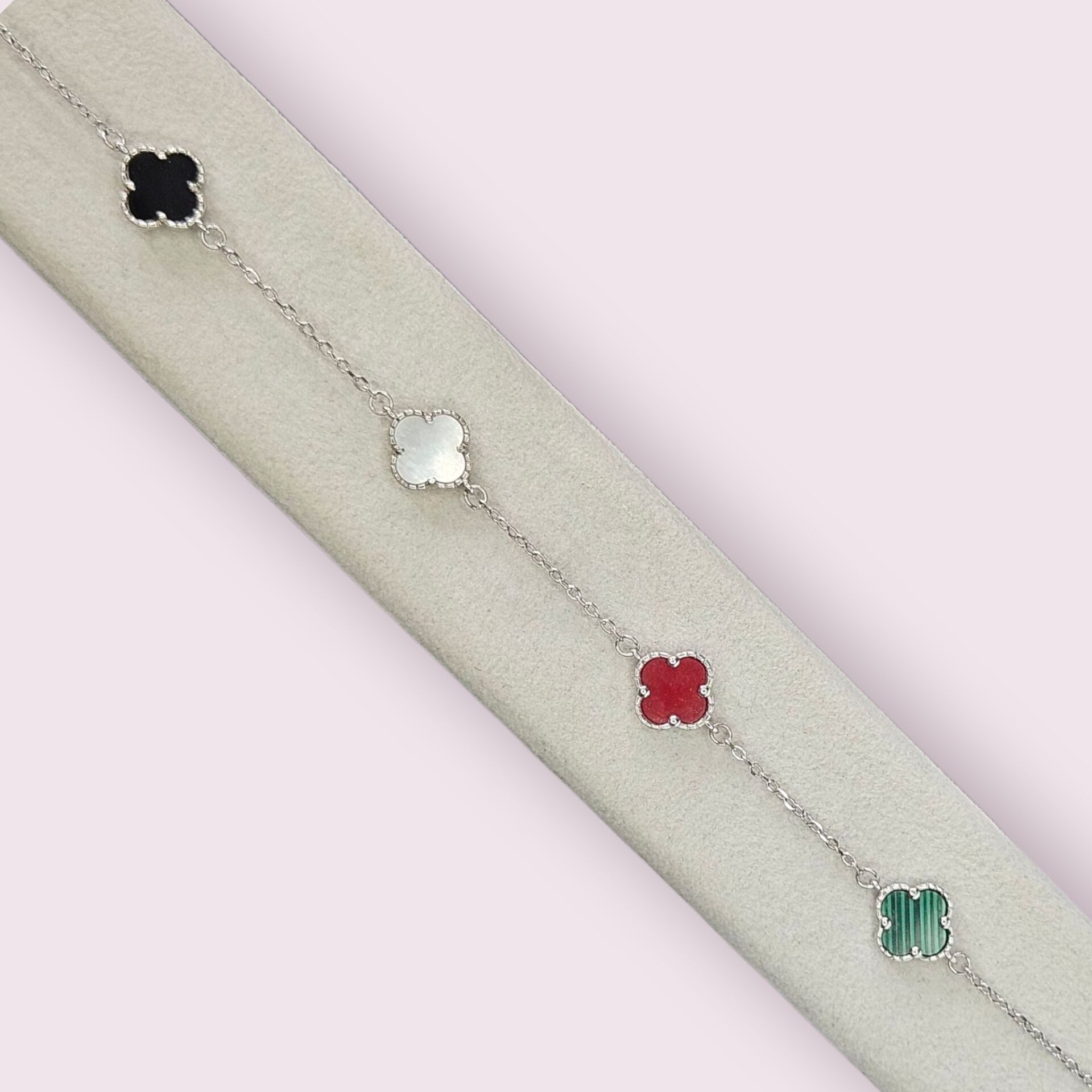 4 Renk Yonca Model Gümüş Bileklik