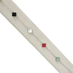 4 Renk Yonca Model Gümüş Bileklik