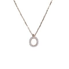 O Harfi Taşlı Rose Kaplama Kadın Gümüş Kolye