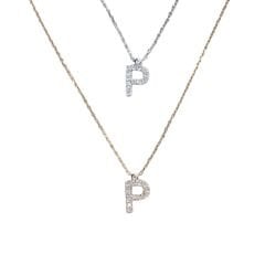 P Harfi Taşlı Kadın Gümüş Kolye