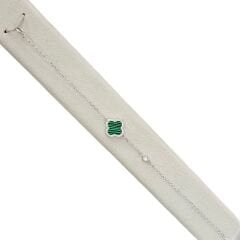 Yeşil Renk Yonca Model Zirkon Taşlı Minimal Gümüş Bileklik