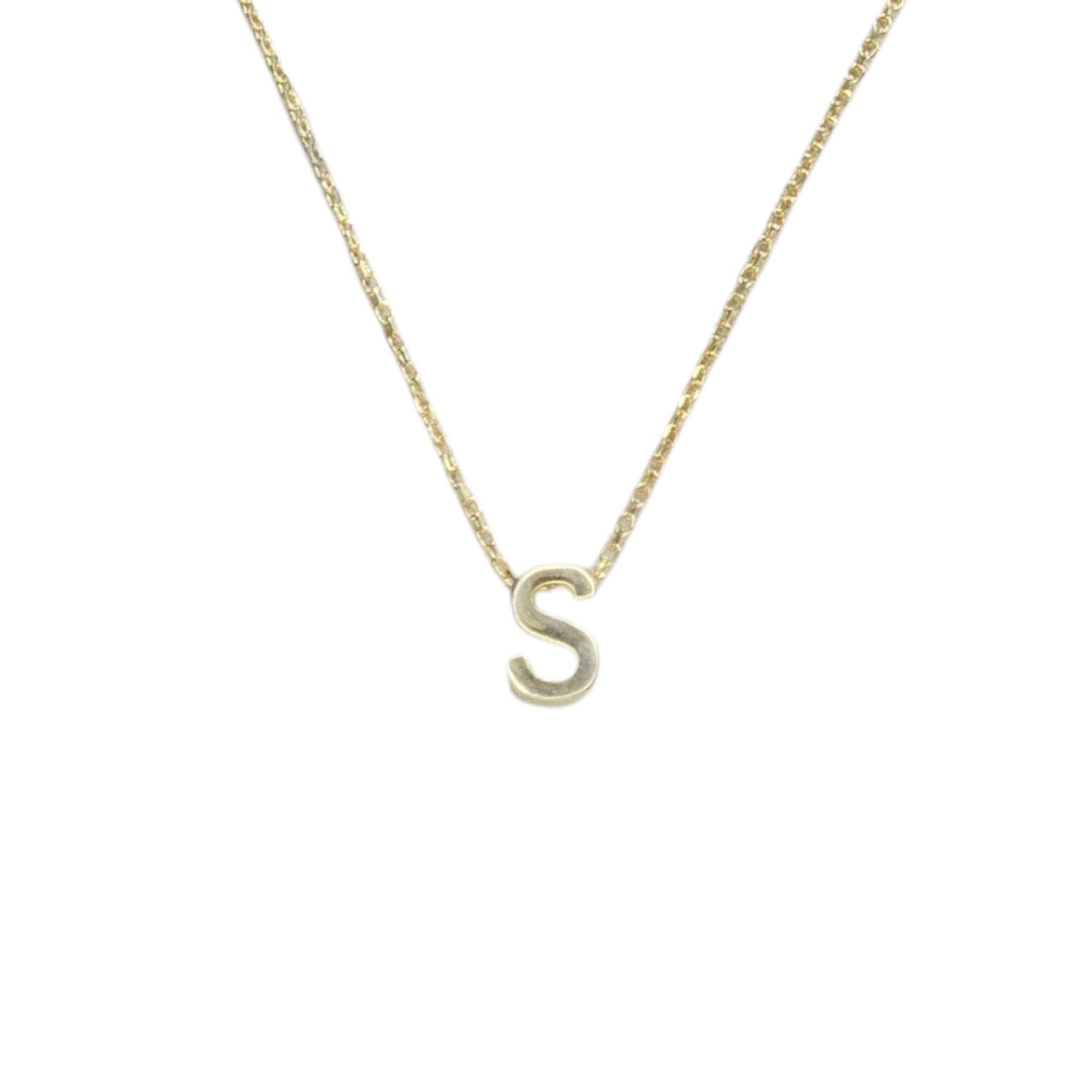 S Harfi Parlak 14K Altın Kaplama Kadın Gümüş Kolye