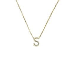 S Harfi Parlak 14K Altın Kaplama Kadın Gümüş Kolye