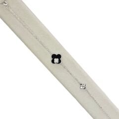 Siyah Renk Zirkon Taşlı Yonca Model Gümüş Bileklik