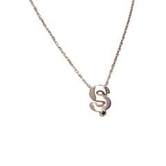 Ş Harfi Parlak Rose Kaplama Kadın Gümüş Kolye