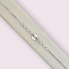 Sedef ve Zirkon Taş Minimal Gümüş Bileklik